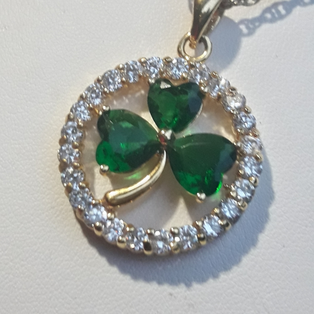 Green Diamond CZ Pendant Necklace Cubic Zirconia St Patricks day jewelry